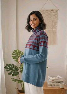 Stylish Patterned Turtleneck Sweater