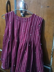 Red Peplum Top With Pearls