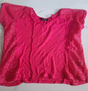Cherokee Pink Lace Sleeve Top