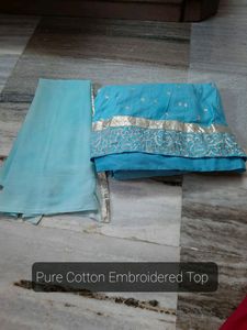 Pure Cotton Embroided Top + Dupatta