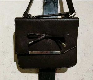 Brown Bow Accent Crossbody Bag