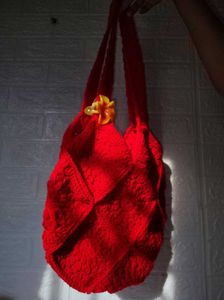 Red Crochet Tote Bag