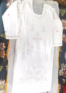 White Beautiful Cotton With Wonderfull Kadha