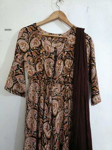 Unused Brown Anarkali Kurta Set