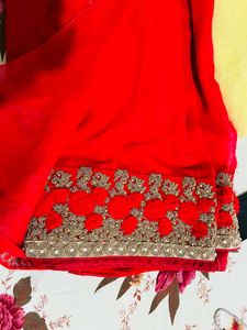 Elegant Designer Red Embroidered Saree