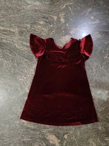 Girls Red Velvet Dress