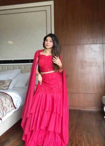 Unique side Drape Indo western Lehenga