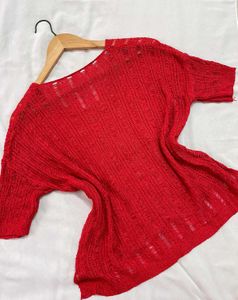 Pinterest Oversized Red Knit Top D