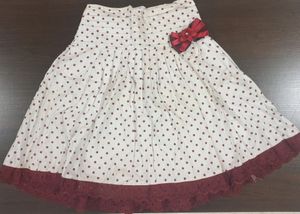 Polka dot short skirt with Maroon lace border