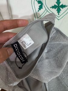 Silver Glittery Cutout Mini Dress