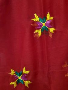 Red Embroidered Dupatta