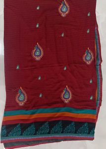 Maroon Embroidered Saree with Blouse