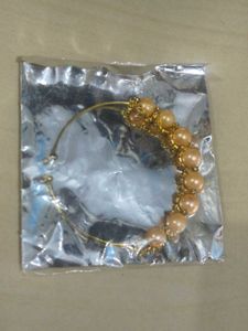 Pearl &amp; Rhinestone Gold-Tone Bangle Bracelet