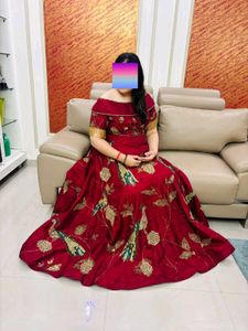Maroon Off Shoulder Indo Western Gown