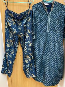 Biba Embroidered & Printed Palazo Kurta Set