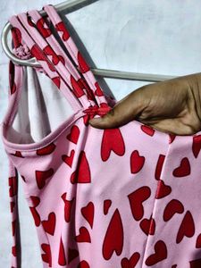 Heart Print Mini Dress Size : M
