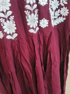 Maroon Embroidered Kurta Dress