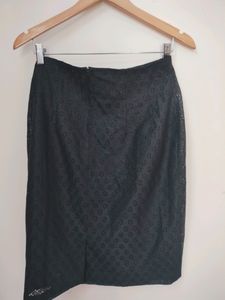 Black Net Floral Skirt
