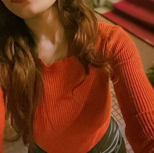 Orange Ribbed Top