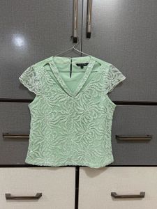 Mint Green Floral Lace Top