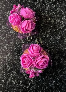 Fabric &amp; Paper Flower Jewellery Set