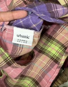 Colorblock Plaid Crop Shirt