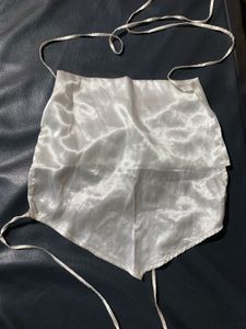 White Cowl Neck Tie Top