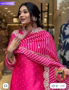 Bhandhini V Neck Three Quarter Sleeves Kurta