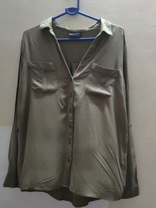 Olive Green Button-Down Top