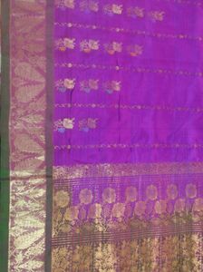 Purple and green kanchipuram Silk Saree