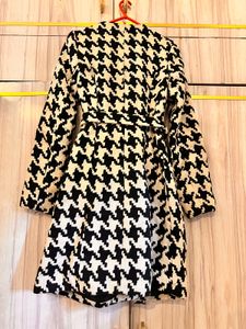 A-shape Houndstooth Coat Dress