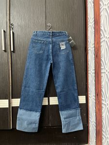 Two-Tone Wide Leg Jeans
