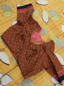 Orange &amp; Black Stitched Blouse