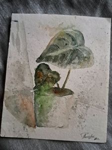 Summer Lime Thoughts And Abstract Plant Pot Artwork