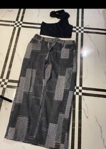 Denim Skirt And Sleeveless Top