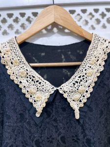 Korean Black Designer Collar Top A