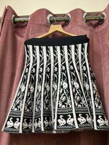 Black And White Skirt With Intricate Design