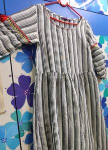 Boho Breeze Striped Cotton Dress – Size S