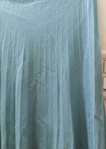 Pleated straight long woolen skirt