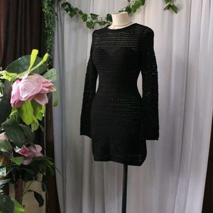 Black Knit Mini Dress