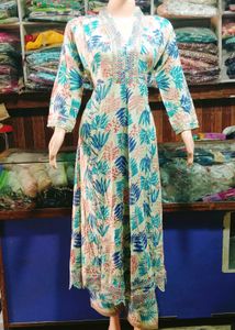Printed Anarkali Rayon Kurti Set
