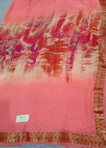 New Pink Printed Saree