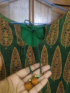 Handblocked Ajrakh Kantha Kurta