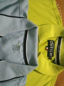 2 Cotton Polo T shirts - Yellow Large Sizewith few