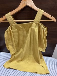 Yellow Cold Shoulder Top