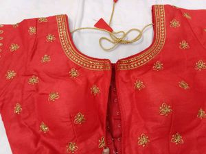 Banglori Silk Embroidery Work Red Blouse