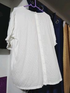 White Swiss Dot Peasant Top - WAX