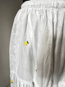 New White Long Skirt Mango Embroidered