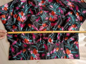 Black Floral Crop Shirt