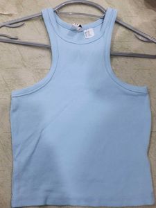 Blue Ribbed Tank Top